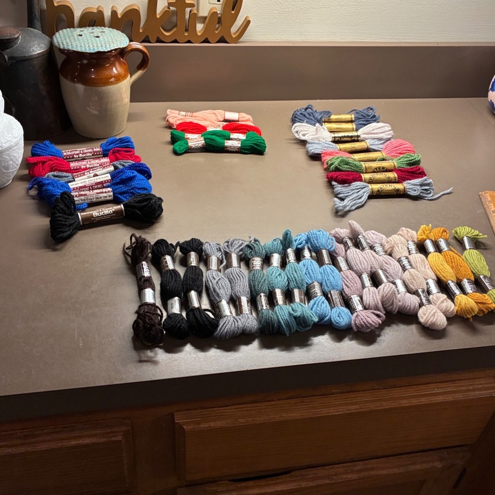 Tapestry Yarn lot of 38 skeins vintage wool embroidery cross-stitch needlepoint
